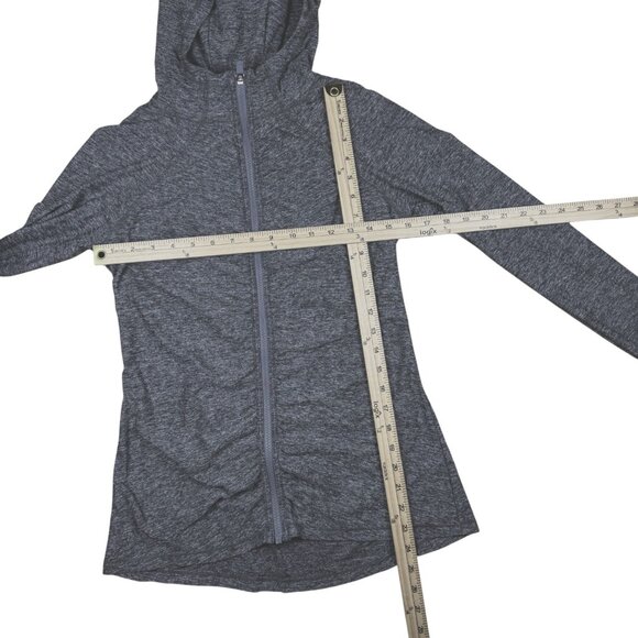 Athleta Pacifica Crosscurrent Hooded Jacket S Heather Gray, Ruched Zip, UPF - Picture 11 of 14